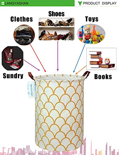 LANGYASHAN Laundry Basket Canvas Fabric Collapsible Organizer Basket for Storage Bin Toy Bins Gift Baskets Bedroom Clothes Children Nursery Hamper (gold egg) - Image 3