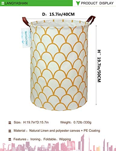 LANGYASHAN Laundry Basket Canvas Fabric Collapsible Organizer Basket for Storage Bin Toy Bins Gift Baskets Bedroom Clothes Children Nursery Hamper (gold egg) - Image 2