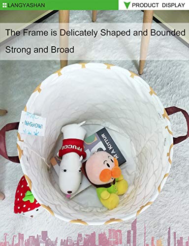 LANGYASHAN Laundry Basket Canvas Fabric Collapsible Organizer Basket for Storage Bin Toy Bins Gift Baskets Bedroom Clothes Children Nursery Hamper (gold egg) - Image 5