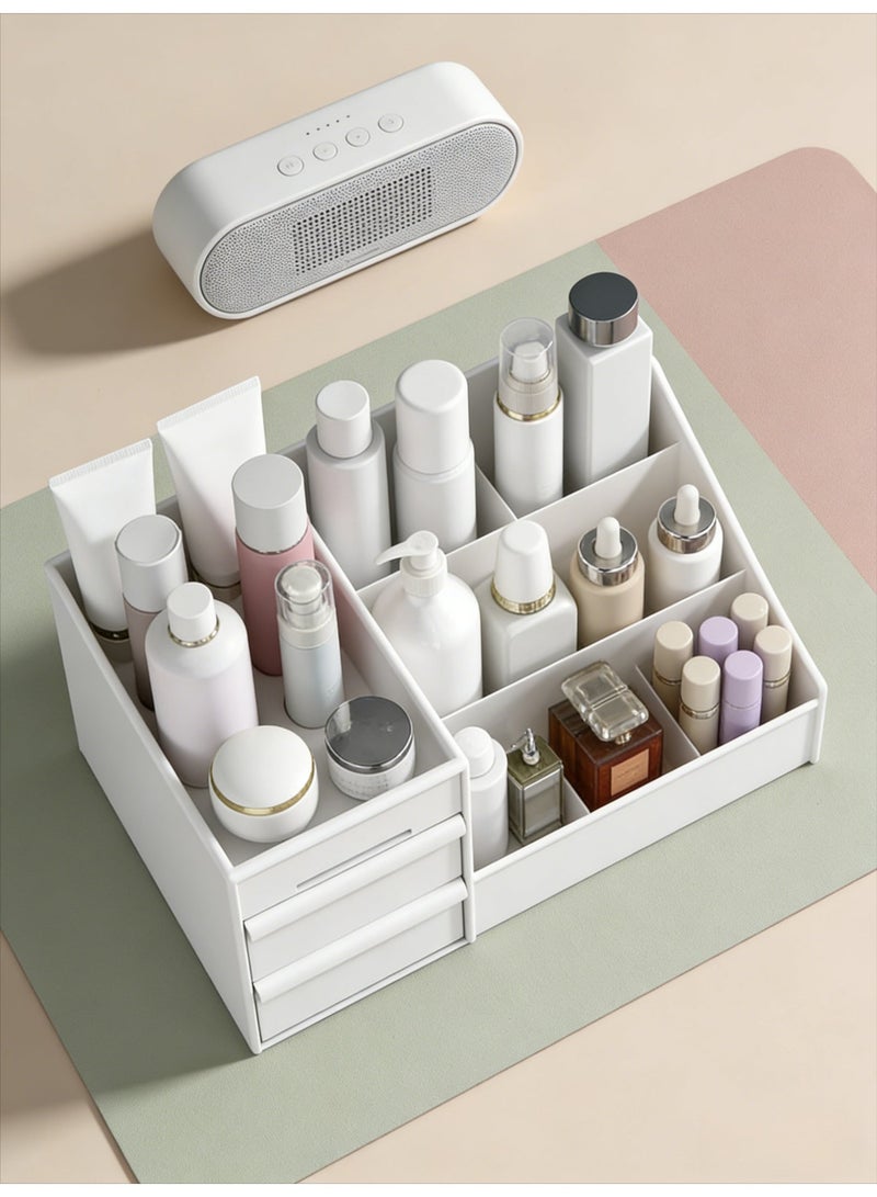White Desktop Organizer with Drawers, Skincare & Jewelry Storage Rack, Multi-Functional Makeup Organizer for Vanity & Bathroom Counter - Image 4
