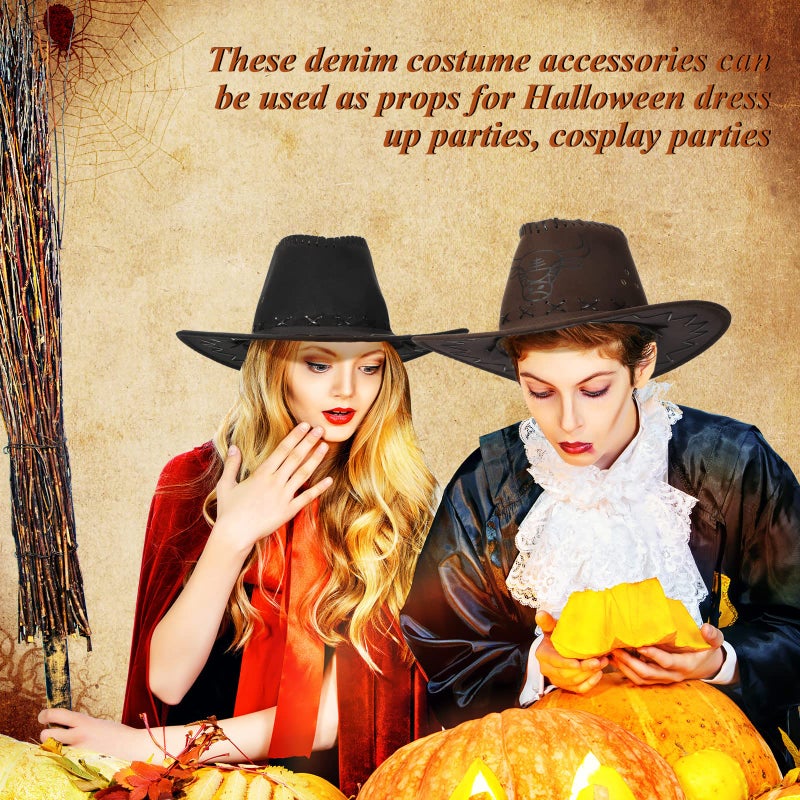 Cindeer 24 Pcs Western Cowboy Hats with Polyester Bandanas Western Cap Suede Leather Hat and Square Bandanas Scarf for Adult(Elegant Color) - Image 4