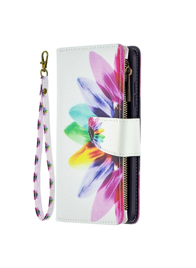 HuHa Case Cover For Nokia 1.4 Colored Drawing Pattern Zipper Horizontal Flip Leather Case with Holder & Card Slots & Wallet(Lotus)  - Image 2