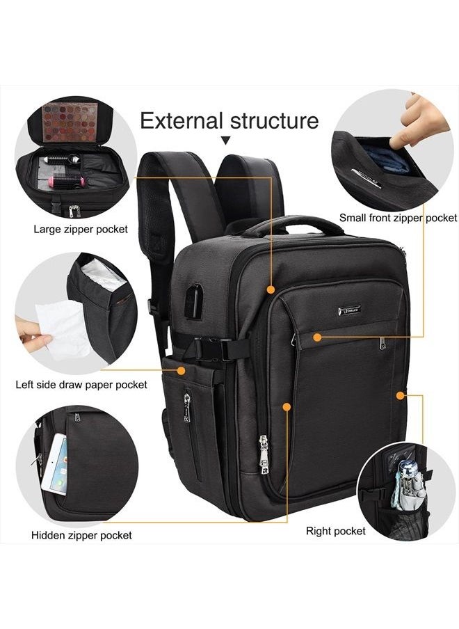 Relavel Makeup Backpack, Professional Makeup Case Extra Large Travel Train Case Makeup Bag for Women Cosmetic Organizer, Makeup Brush Storage Holder, Makeup Artist Kit  - Image 4