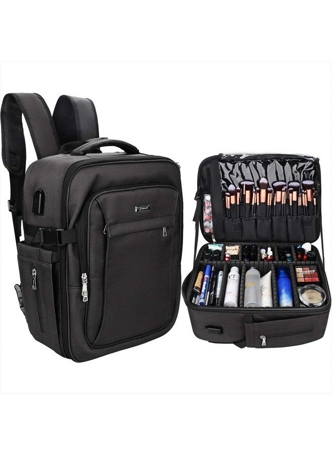 Relavel Makeup Backpack, Professional Makeup Case Extra Large Travel Train Case Makeup Bag for Women Cosmetic Organizer, Makeup Brush Storage Holder, Makeup Artist Kit  - Image 1