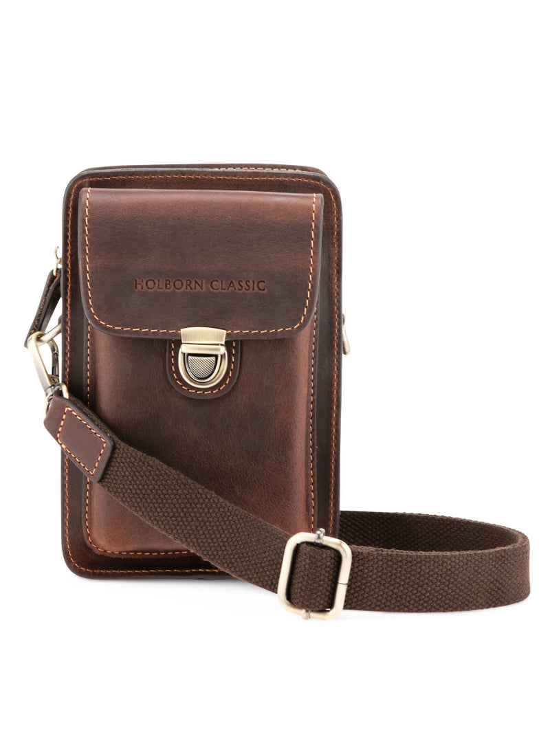 HOLBORN CLASSIC Mens TravelVault Leather Pouch - Genuine Leather Bag - Image 1