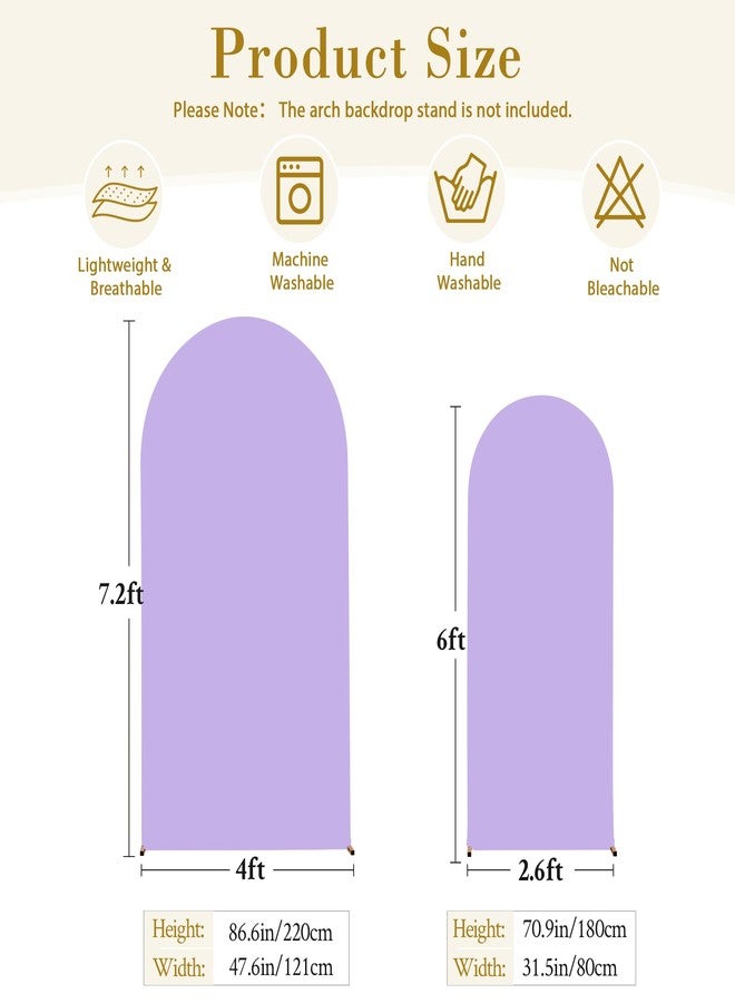 Suppromo Lavender Arch Cover 2 Set-7.2FT, 6FT Arch Backdrop Cover Spandex Fitted Wedding Arch Stand Covers for Birthday Party Baby Shower Girls Bridal Shower Wedding Banquet Photo Background Decorations - Image 5