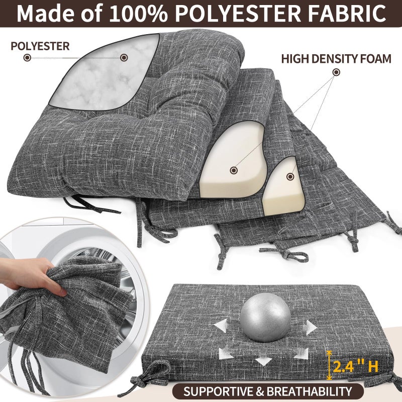 SINOSSO Glider Rocker Cushion Set (5 Pcs), Soft Blended Fabric High-Density Support Foam Seat Cushions with Ties, Fits Rocking Chair/Nursery Glider & Ottoman, Light Gray - Image 4