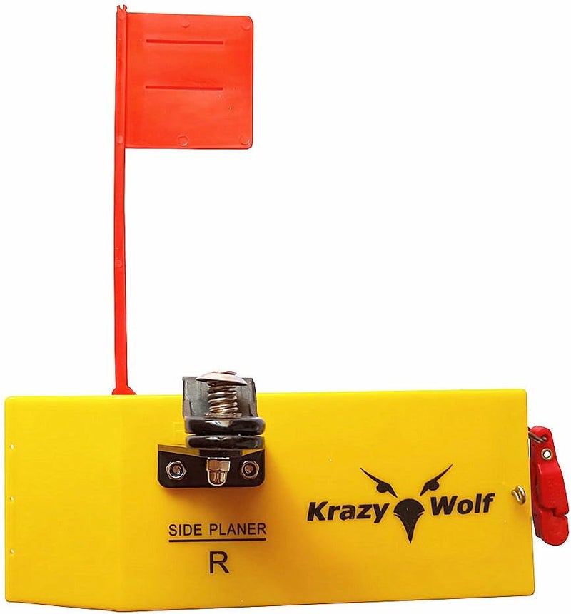 Krazywolf Planer Board (P007,P009),Includes Spring Flag System,Left&Right L8 xW3,L10 Xw3.5,Pair,Yellow - Image 4