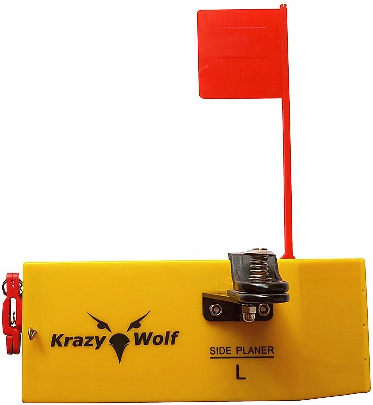 Krazywolf Planer Board (P007,P009),Includes Spring Flag System,Left&Right L8 xW3,L10 Xw3.5,Pair,Yellow - Image 5