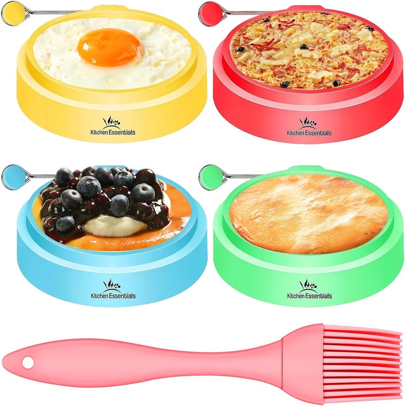Kitchen Essentials Silicone Egg Rings, Premium Nonstick Multicolored Cooking Ring Molds for Eggs, Pancakes, Mcmuffin Breakfast Sandwiches, English Muffins, Crumpets, and More (4-Pack) - Image 1