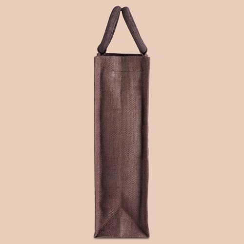 Jute Cottage Men's and Women's Eco-Friendly Printed Water Bottle Jute Bag (Brown) - Image 5