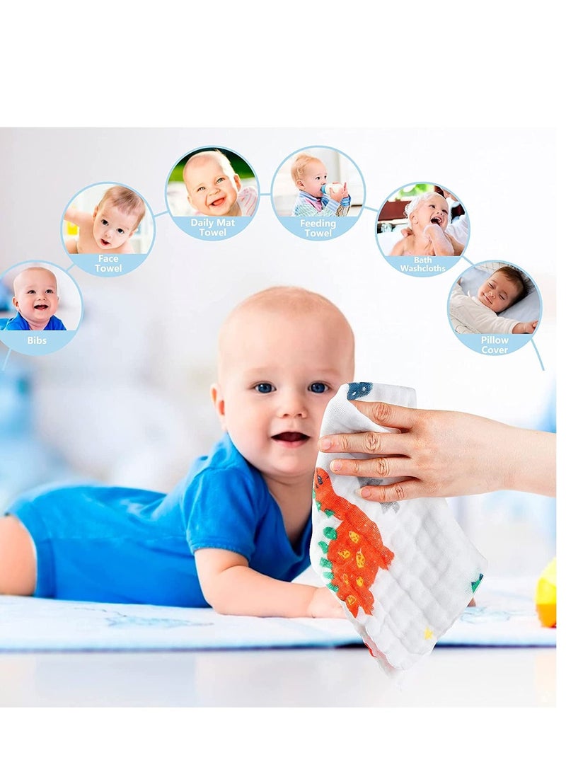SYOSI Muslin Washcloths Baby Small 6 Layer Newborn Face Towel  Soft Cotton Burp Cloth Natural for Girls Boys Wipes for Sensitive Skin Baby Registry as Shower Gift Random Pattern 10 Pack - Image 4