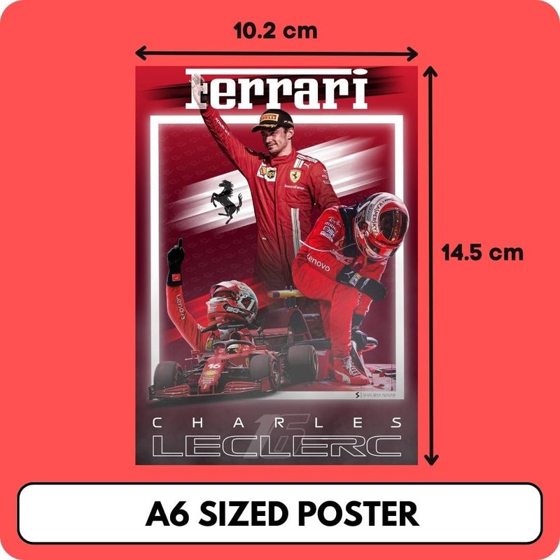 auraposter Charles Leclerc Poster (Set of 40) | Formula 1 Posters (15 x10 cm) | Ferrari Formula One Poster Charles Leclerc MiniPosters for Wall, Bedroom, Living roo m | Posters | Glue Dots Included - Image 2