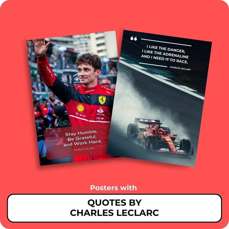 auraposter Charles Leclerc Poster (Set of 40) | Formula 1 Posters (15 x10 cm) | Ferrari Formula One Poster Charles Leclerc MiniPosters for Wall, Bedroom, Living roo m | Posters | Glue Dots Included - Image 5
