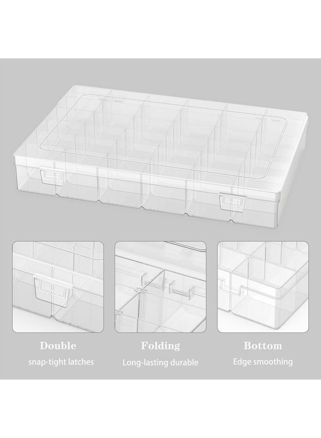 Goiio 1 Pack Plastic Organizer Container Box, 36 Grids Clear Plastic Parts Organizer Box, for Beads, Art DIY, Crafts, Jewelry, Fishing Tackle with Label Stickers - Image 3