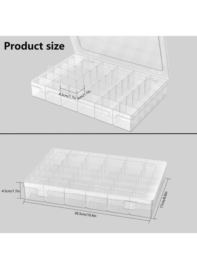 Goiio 1 Pack Plastic Organizer Container Box, 36 Grids Clear Plastic Parts Organizer Box, for Beads, Art DIY, Crafts, Jewelry, Fishing Tackle with Label Stickers - Image 2