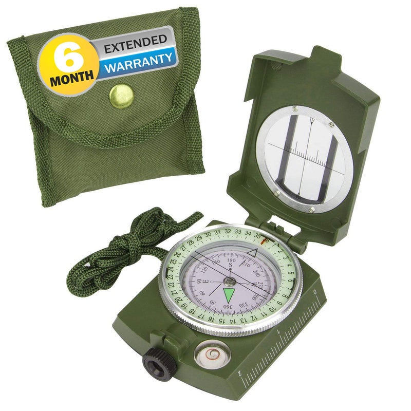 CASON (DEVICE OF C) Professional High Accuracy Metal Waterproof Military Compass for Directions (8 X 6.5 X 3 Cm, Green) - Image 3