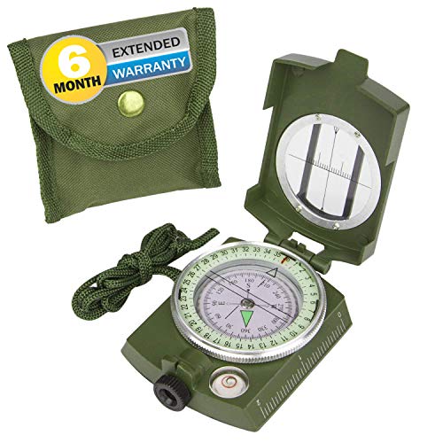CASON (DEVICE OF C) Professional High Accuracy Metal Waterproof Military Compass for Directions (8 X 6.5 X 3 Cm, Green) - Image 1