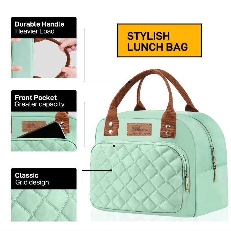 HOMESPON Lunch Bag for Woman Man Adults with Front Pocket Insulated Lunch Tote Lunch Box Container for Work Picnic or Travel(Green) - Image 5