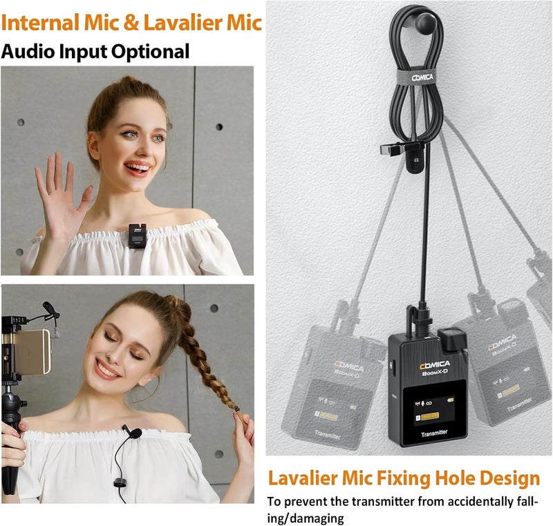 COMICA BoomX-D2 Wireless Lavalier Microphone System with Dual Transmitters and Receiver, 656ft Range, Noise Cancelling for Vlogging and Content Creation - Image 2