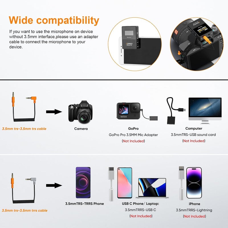 COMICA BoomX-D2 Wireless Lavalier Microphone System with Dual Transmitters and Receiver, 656ft Range, Noise Cancelling for Vlogging and Content Creation - Image 3