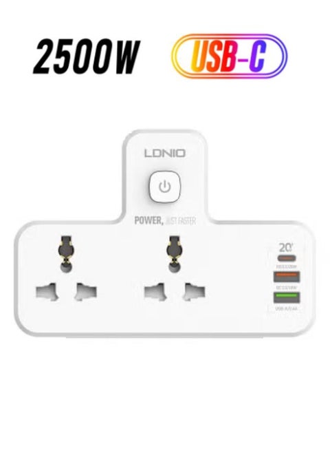 Double Plug Adaptor with Touch Control Nightlight 2 Way Plugs Extension Multi Sockets Wall Charger Adapter with 1 USB C & 2 USB Slots PD & QC3.0 Power Socket for Home Office