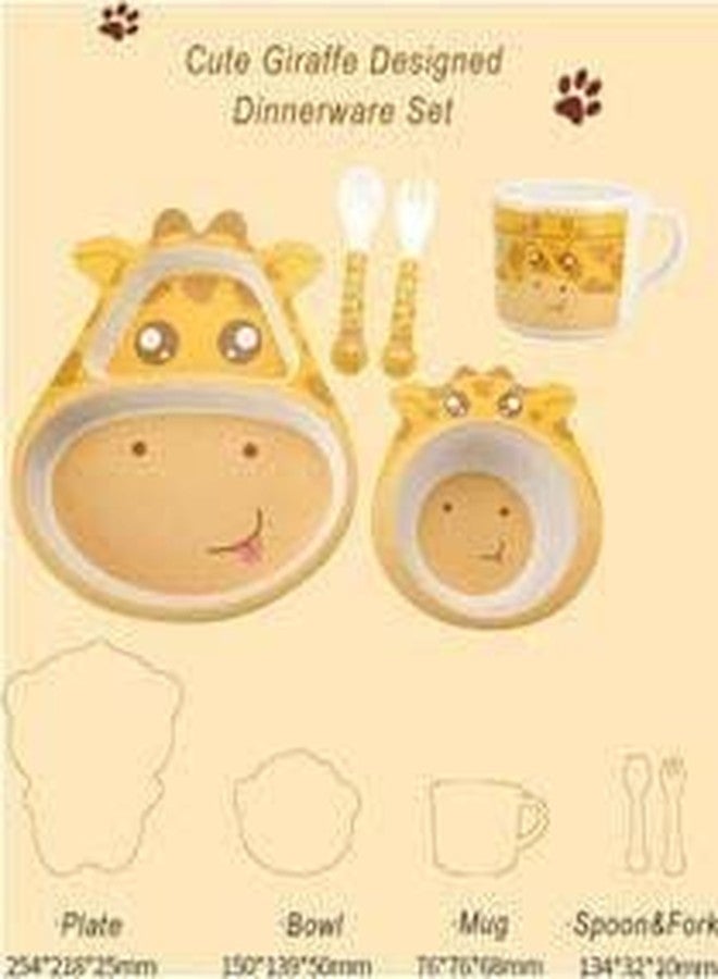 Funspark 5 Piece Mealtime Bamboo Dinnerware for Baby Kids-Toddler, Set of Plate-Bowl Cup and Spoon-Baby Feeding Utensils for Kid, Great Gift for Birthday Bird (Giraffe) - Image 5