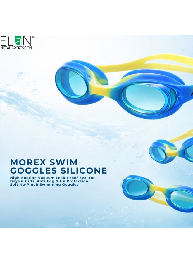 ELAN Morex Kids Swim Goggles - Blue Silicone Comfort Model - High-Suction Vacuum Leak-Proof Seal for Boys & Girls, Anti-Fog & UV Protection, Soft No-Pinch Swimming Goggles - Image 4