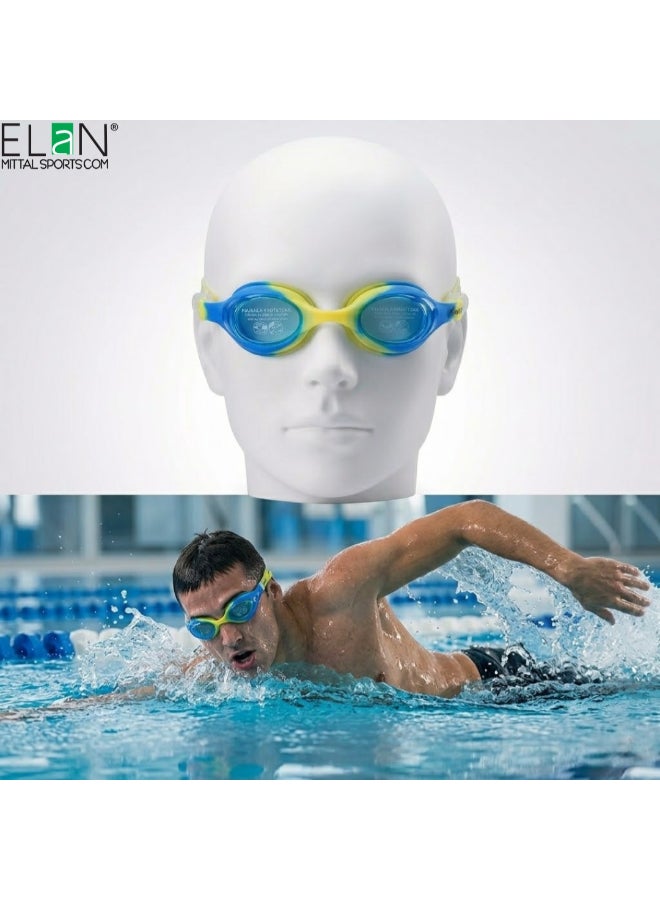ELAN Morex Kids Swim Goggles - Blue Silicone Comfort Model - High-Suction Vacuum Leak-Proof Seal for Boys & Girls, Anti-Fog & UV Protection, Soft No-Pinch Swimming Goggles - Image 1