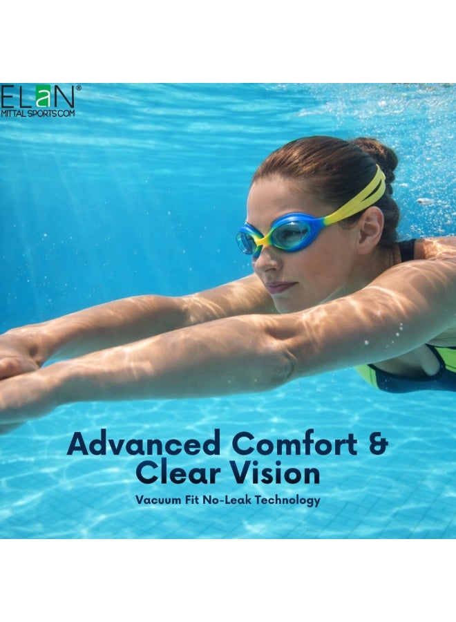 ELAN Morex Kids Swim Goggles - Blue Silicone Comfort Model - High-Suction Vacuum Leak-Proof Seal for Boys & Girls, Anti-Fog & UV Protection, Soft No-Pinch Swimming Goggles - Image 3
