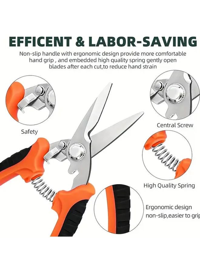 3 Piece Garden Pruning Shears Set Non Slip Grips Yellow Orange Green - Image 5