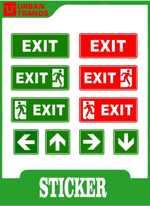 exit signs Sticker Set Pack Of 10