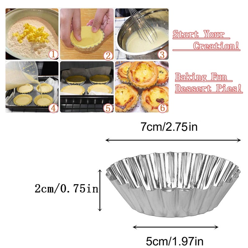 Xstronq Egg Tart Molds 32Pack Tart Pan 2.75inch, Mini Tart Tins Aluminium Mini Tart Pans for Baking (32Pack-2.75inch) - Image 2