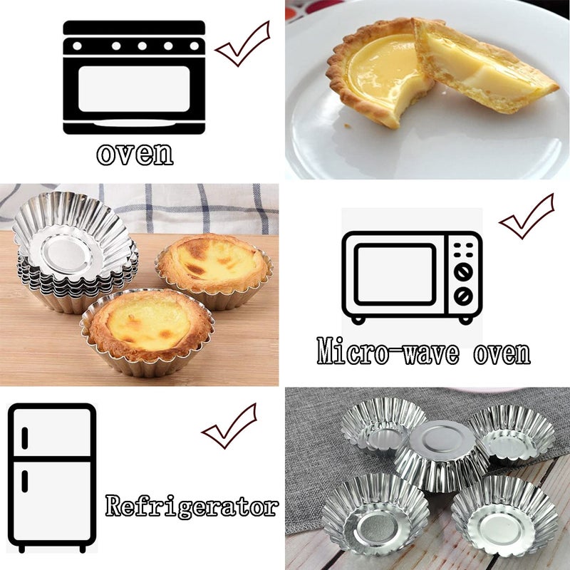 Xstronq Egg Tart Molds 32Pack Tart Pan 2.75inch, Mini Tart Tins Aluminium Mini Tart Pans for Baking (32Pack-2.75inch) - Image 3