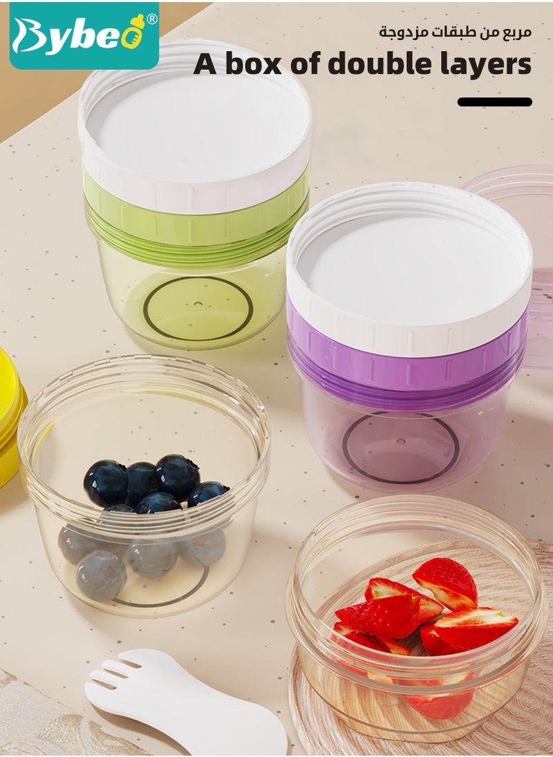 Bybeo 3 PCS Double-Layer Baby Food Containers, Reusable Infant Food Storage Jars, Small Snack Container, On and Go Cups for Infant & Babies & Students, Microwave & Dishwasher Friendly  - Image 2