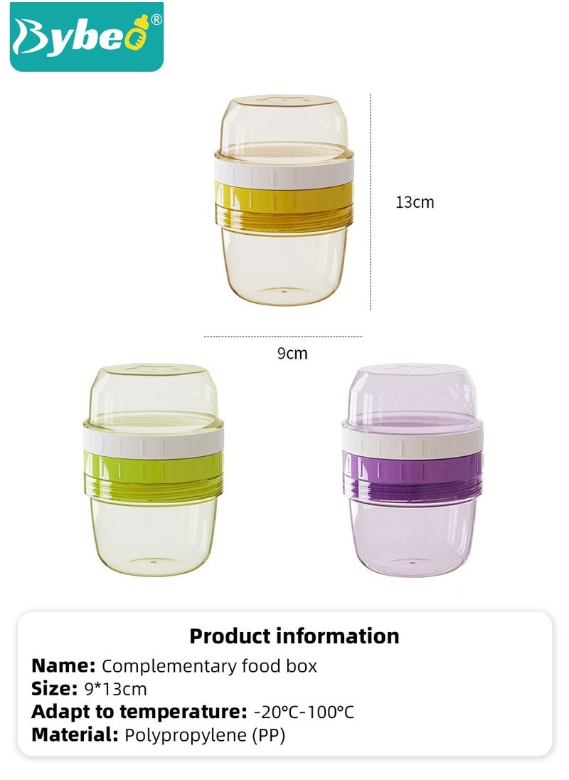 Bybeo - 3 PCS Double-Layer Baby Food Containers, Reusable Infant Food Storage Jars, Small Snack Container, On and Go Cups for Infant & Babies & Students, Microwave & Dishwasher Friendly - Image 1