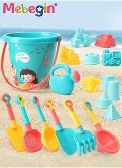 MEBEGIN 18 Pieces Beach Toys Sand Bucket and Shovels Sand Molds Kids Beach Toys Beach Sand Pails for Beach Travel, Sand Toys for Kids and Toddlers  - Image 1
