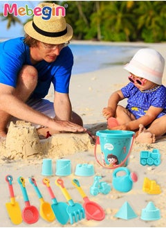 MEBEGIN 18 Pieces Beach Toys Sand Bucket and Shovels Sand Molds Kids Beach Toys Beach Sand Pails for Beach Travel, Sand Toys for Kids and Toddlers  - Image 3