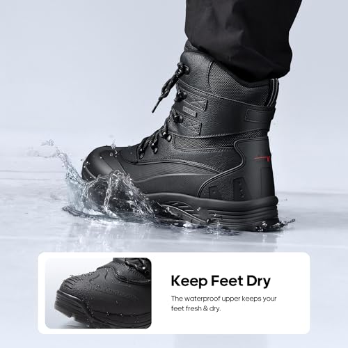 NORTIV 8 Men's Insulated Waterproof Construction Rubber Sole Winter Snow Boots 2160443 Black Size 9.5 M - Image 3