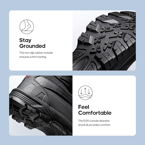 NORTIV 8 Men's Insulated Waterproof Construction Rubber Sole Winter Snow Boots 2160443 Black Size 9.5 M - Image 4