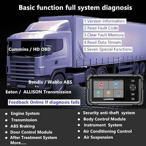 LAUNCH CRP129 HD Heavy Duty Truck Diagnostic Scanner Creader Elite Oil Reset DPF Regen Injector Coding Full System Code Reader Machinery Diesel Vehicle Vessel Scan Tool - Image 3
