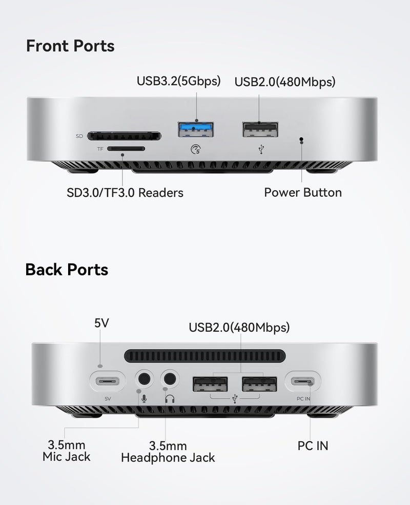 Orico محطة إرساء وتخزين ORICO MiniMate SE Mac mini M4 سعة 1 تيرابايت، SSD SATA خارجي (غير قابل للإزالة) بسرعة 5 جيجابت في الثانية (480 ميجابايت/ثانية)، USB A*4، USB-C، SD/TF 3.0، صوت 3.5 مم، تشمل كابلين - M4SE - Image 2