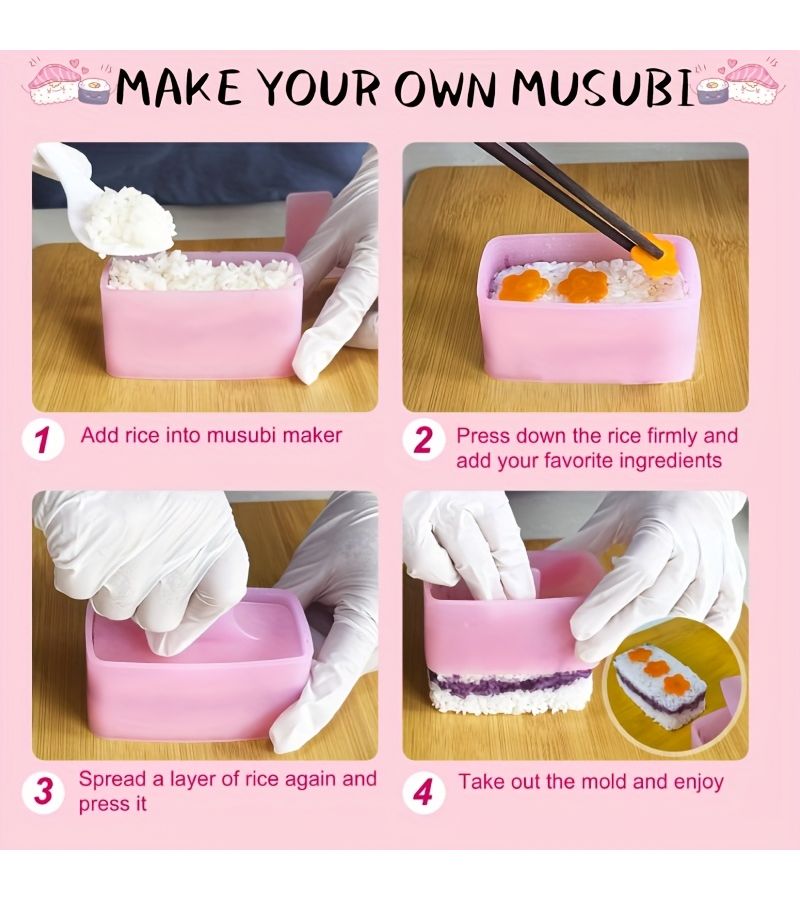 5Pcs Non Stick Spam Musubi Mold Set Sushi Onigiri Rice Press Butter Slicer - Image 5