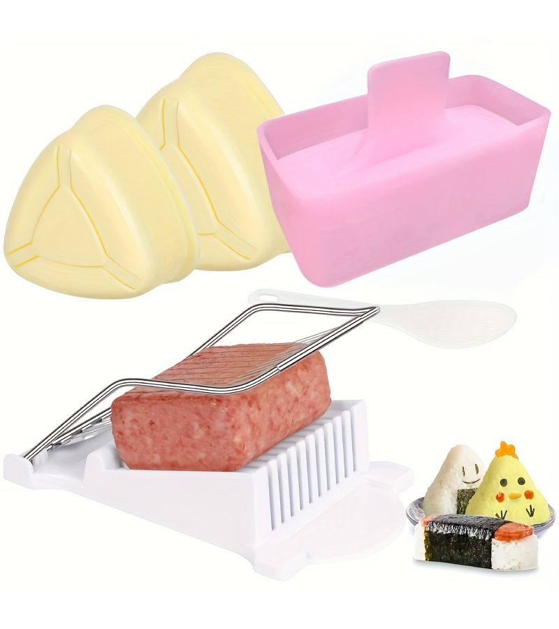5Pcs Non Stick Spam Musubi Mold Set Sushi Onigiri Rice Press Butter Slicer - Image 1