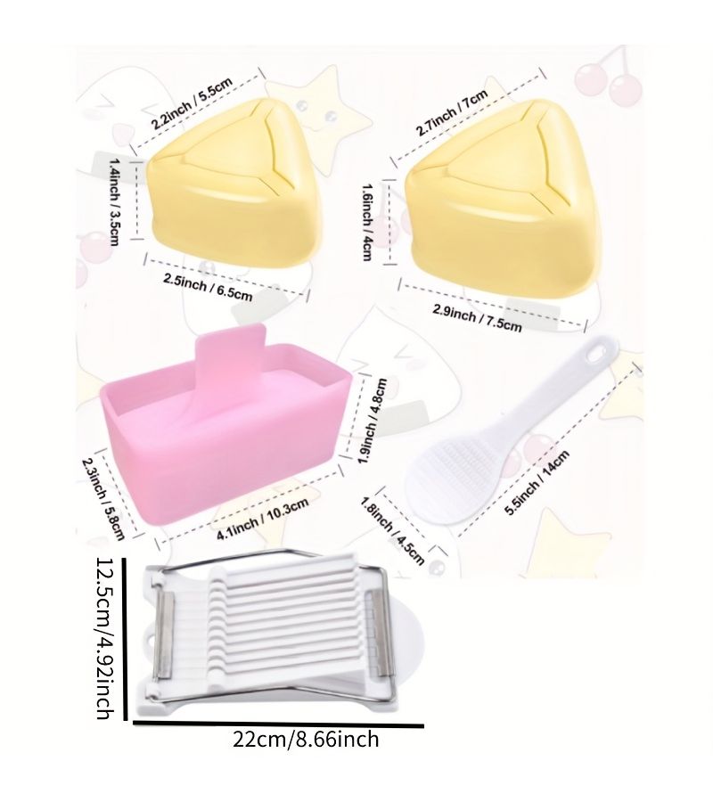 5Pcs Non Stick Spam Musubi Mold Set Sushi Onigiri Rice Press Butter Slicer - Image 3