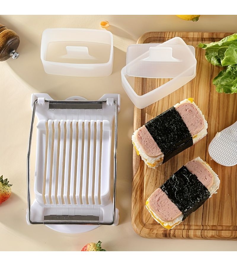 5Pcs Non Stick Spam Musubi Mold Set Sushi Onigiri Rice Press Butter Slicer - Image 4