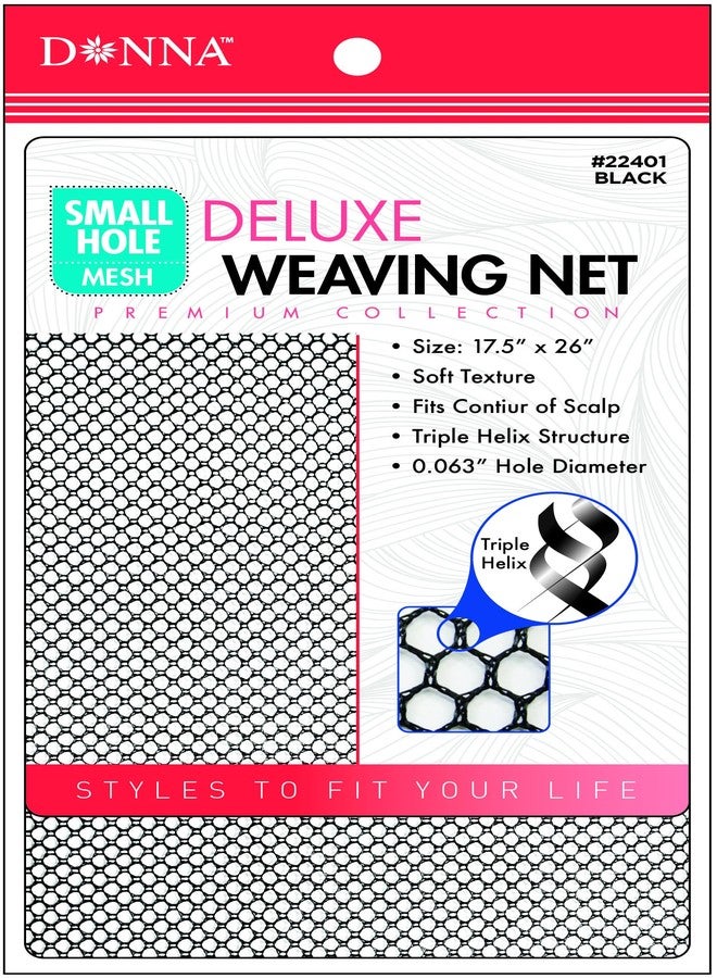 DONNA Deluxe Soft Weaving Net – Small Hole Mesh Hair Net with Triple Helix Structure – 17.5” x 26” – Lightweight, Breathable & Flexible for Sew-in Weaves – Black - Image 1