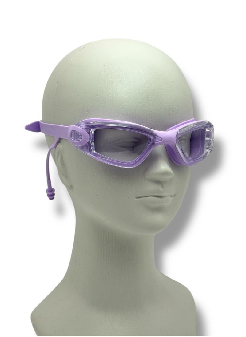 QSHOP ® Swimming Goggles with Back Closure for Expandable Fit + Comfortable Earplugs - Anti-fog and Water-Resistant Swimming Goggles for Kids and Adults for Workouts and Water Trips  - Image 1
