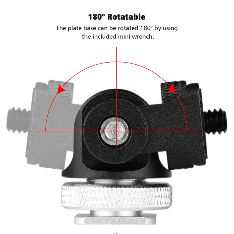Mini Monitor Mount Tripod Head Cold Shoe Adapter Aluminum Alloy 1/4 Inch Screw for Mounting Camera Monitor Flash Microphone LED Fill Light - Image 2