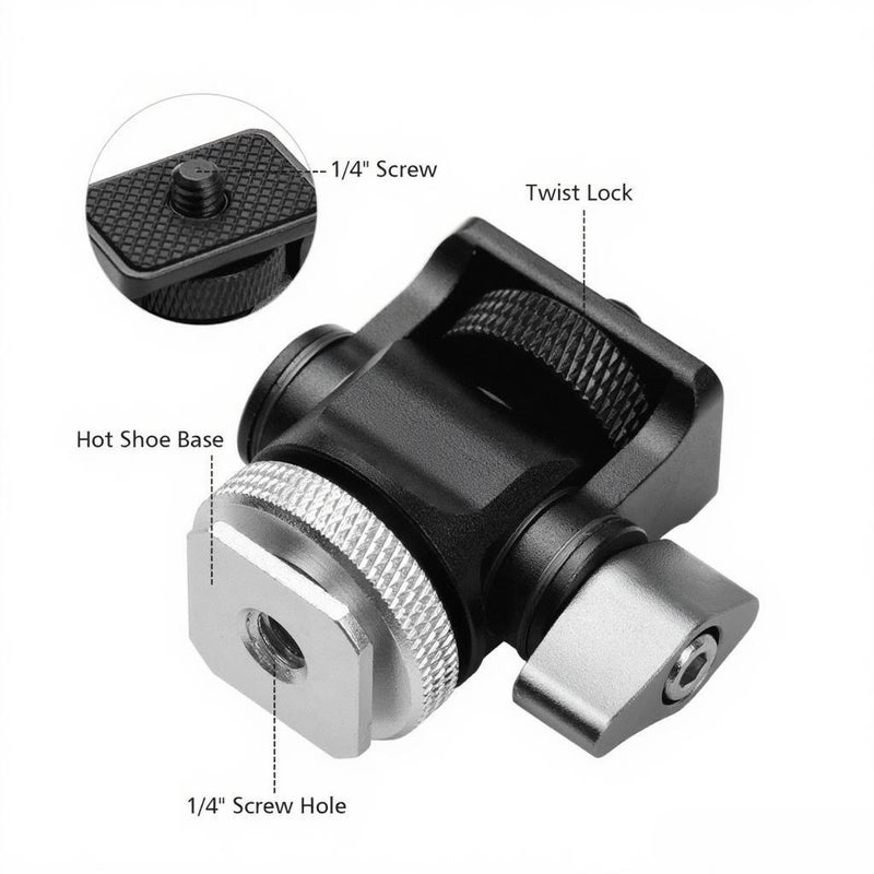 Mini Monitor Mount Tripod Head Cold Shoe Adapter Aluminum Alloy 1/4 Inch Screw for Mounting Camera Monitor Flash Microphone LED Fill Light - Image 4